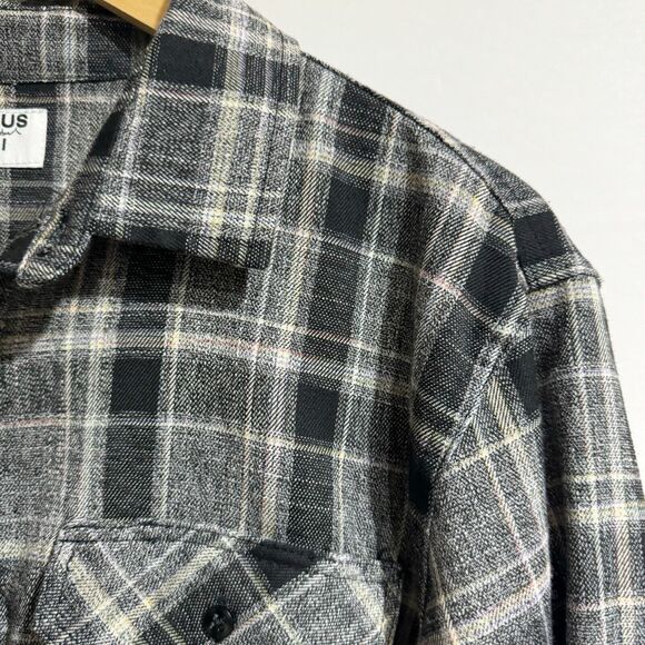 Machus Gray Black Men Small Flannel Plaid Button Down - Picture 4 of 5